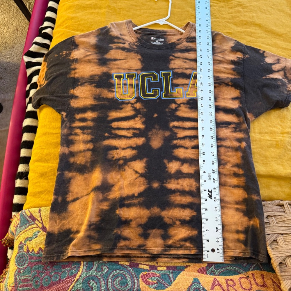 Champion UCLA Bruins Bleach Tie Dye T-Shirt Mens XL‎ Black Orange Graphic Tee - Picture 4 of 5